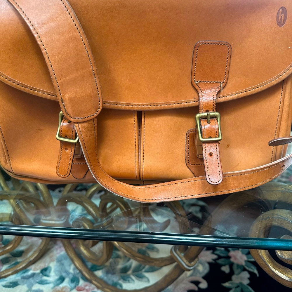 Hartmann Cambridge Natural Belting Leather Flap Over Briefcase With Strap...